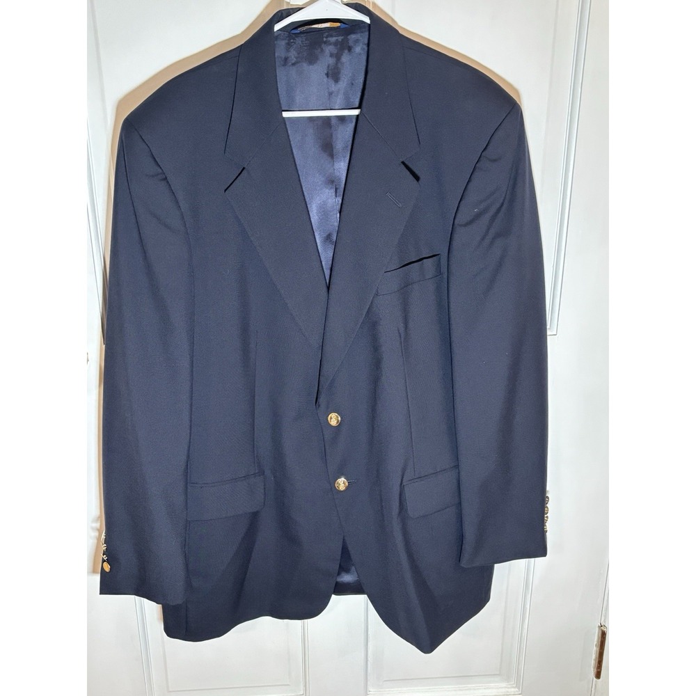 Savile Row‎ Wool Gold Button Blazer Blue 46L